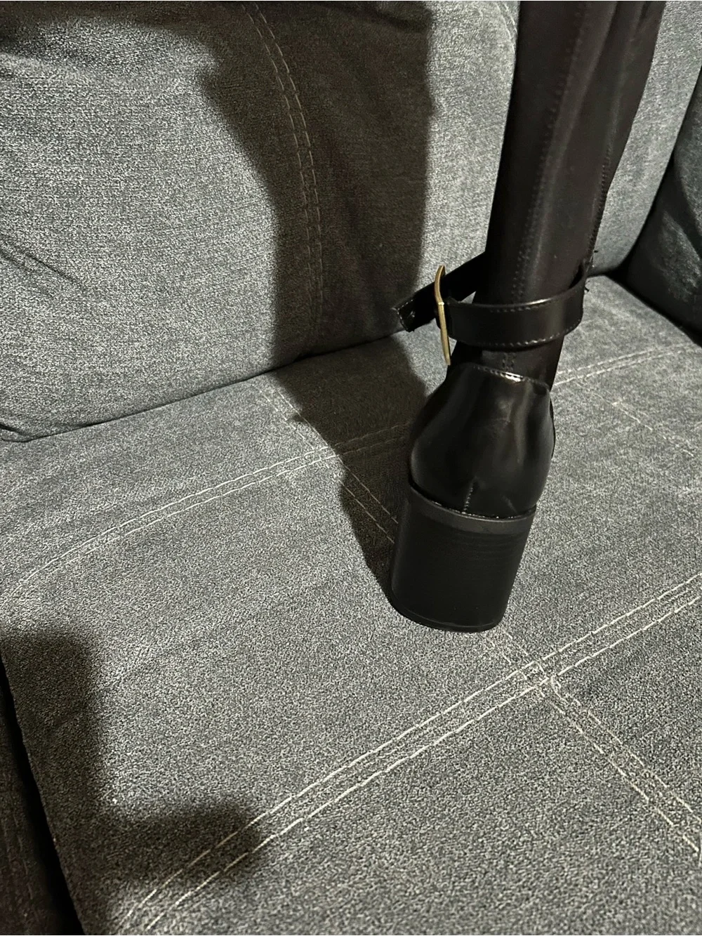Journee Collection Black Over-the-Knee Buckle Block Heel Boots